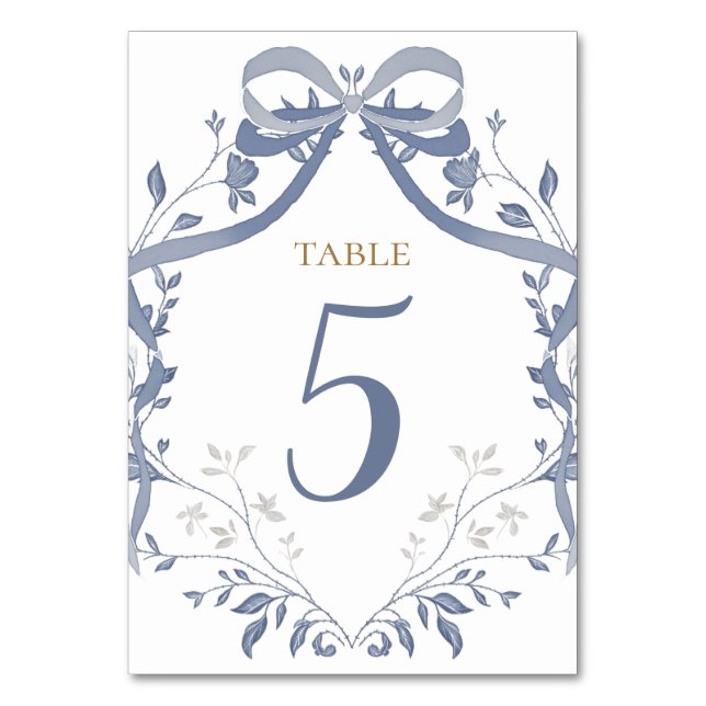 Numéro De Table Baptism elegant blue bow (Par défaut)
