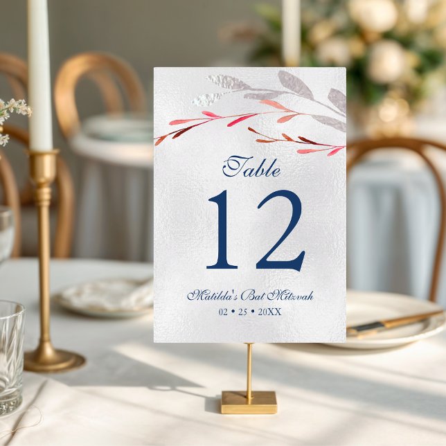 Numéro De Table Bar Mitsva Florale Botanique Aquarelle de Succulen (Créateur téléchargé)
