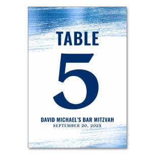 Numéro De Table Bar Mitzvah Marine Typographie Blue Foil Moderne B