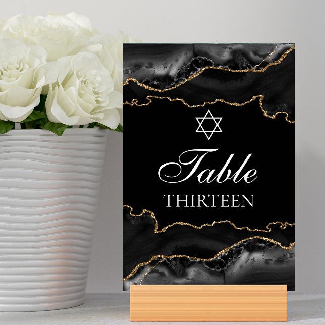 Numéro De Table Bar Mitzvah Party Black Gold Star de David (Créateur téléchargé)