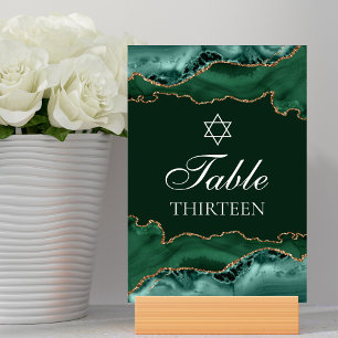 Numéro De Table Bar Mitzvah Party Dark Green Gold Star de David