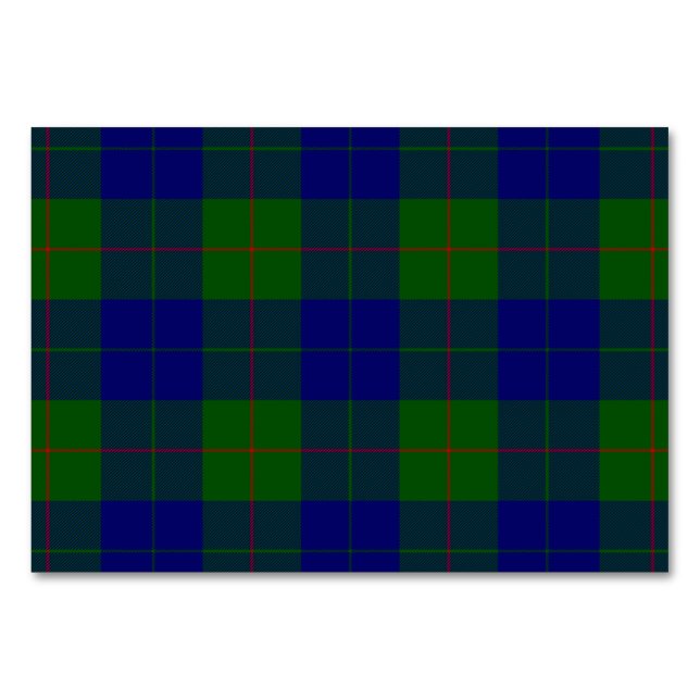 Numéro De Table Barclay tartan bleu vert plaid (Devant)