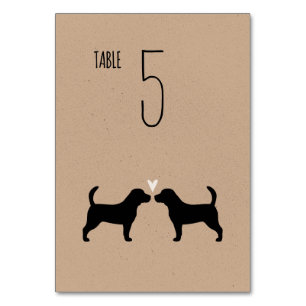 Numéro De Table Beagle Chien Silhouettes Réception de mariage