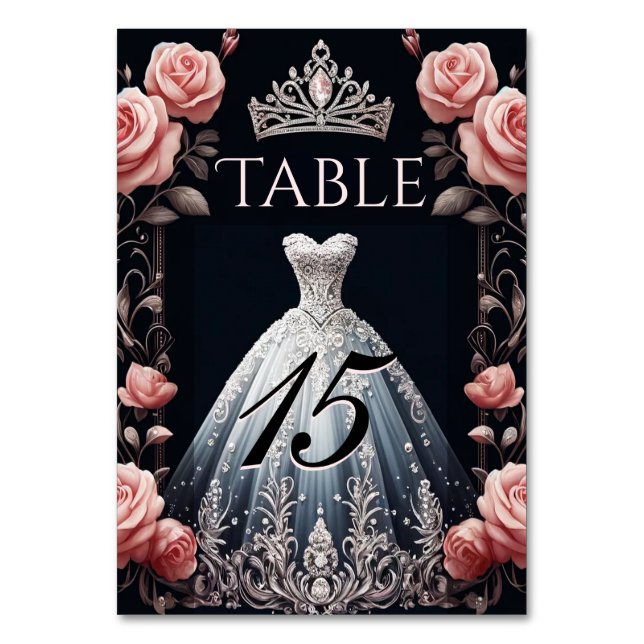 Numéro De Table Beau Rose espagnol Quinceañera (Par défaut)