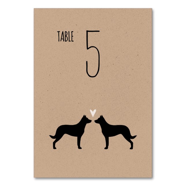 Numéro De Table Beauceron Chien Silhouettes Réception de mariage (Dos)
