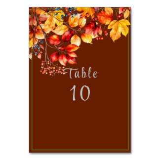 Numéro De Table Beautiful Fall Leaves and Berries Autumn Wedding