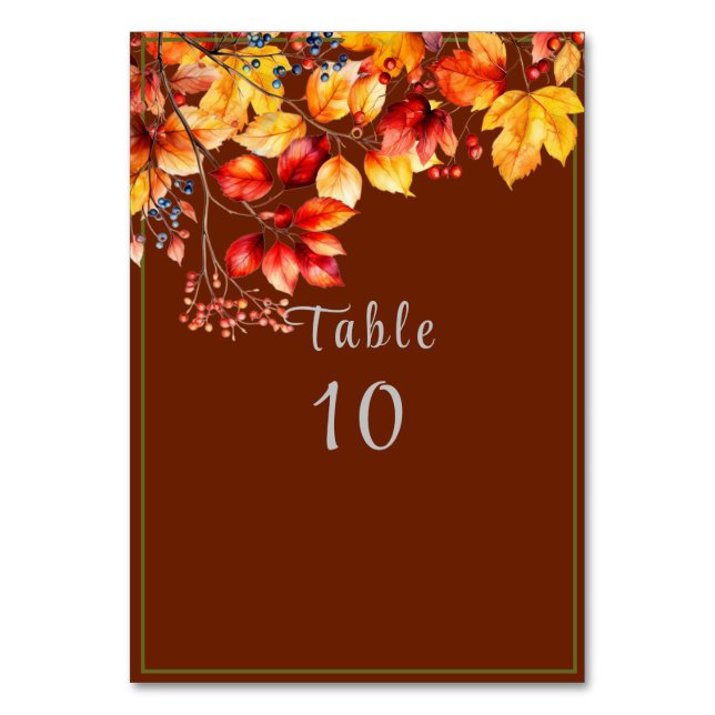 Numéro De Table Beautiful Fall Leaves and Berries Autumn Wedding (Par défaut)