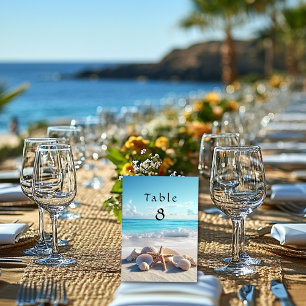 Numéro De Table Beaux Coquillages Étoile de Mer Mariage à la Plage