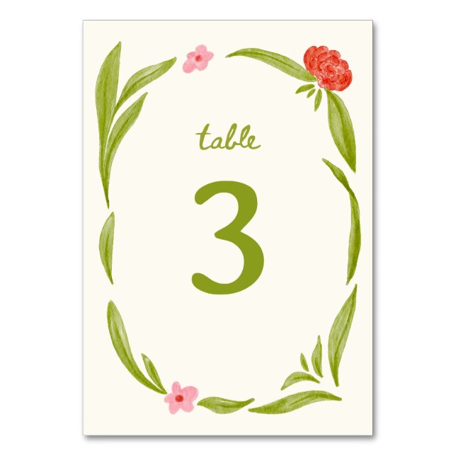 Numéro De Table Bébé en fleurs main tiré floral (Par défaut)