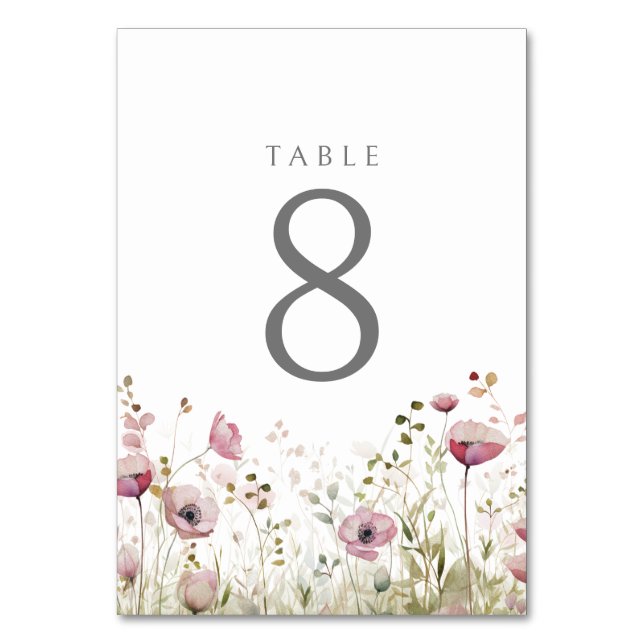 Numéro De Table Bébé rose En Fleur Fleur sauvage Floral Baby showe (Par défaut)