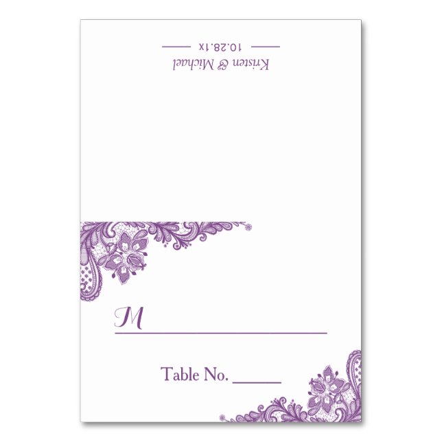 Numéro De Table Belle Classy Violet dentelle Mariage Place de sièg (Par défaut)