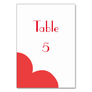 Numéro De Table Belle conception de coeur rouge et blanc