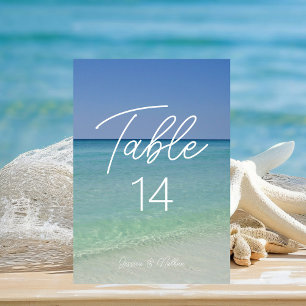 Numéro De Table Belle photographie de plage Mariage personnalisé