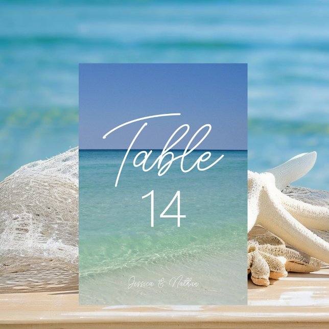 Numéro De Table Belle photographie de plage Mariage personnalisé (Créateur téléchargé)