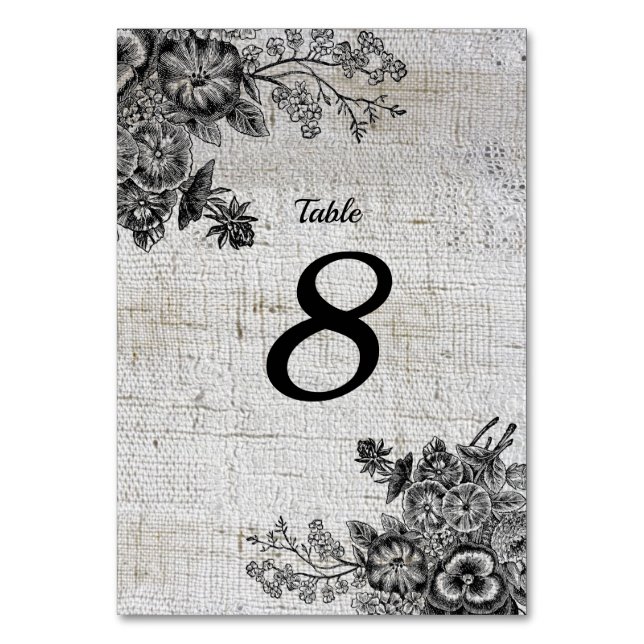 Numéro De Table Belle table de Mariage de fleurs noir/gris (Par défaut)