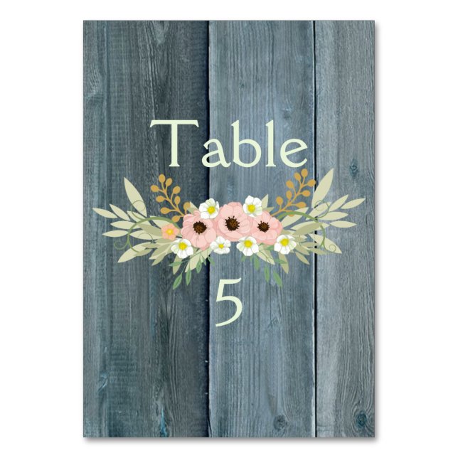 Numéro De Table Belle table fleurie en bois bleu (Par défaut)