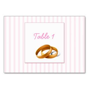 Numéro De Table Belles bandes roses avec anneaux Mariages