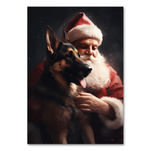 Numéro De Table Berger Allemand Avec Noël Festif Du Père Noël