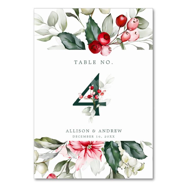 Numéro De Table Berry | Numéro de tableau 4 (Dos)