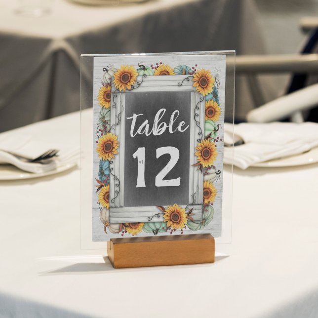 Numéro De Table Bienheureux Thanksgiving Automne Tournesols Dîner  (Créateur téléchargé)