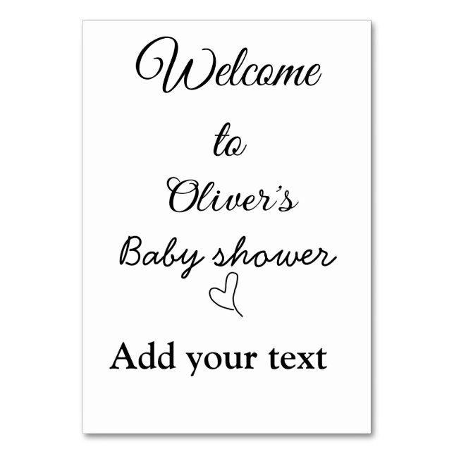 Numéro De Table Bienvenue dans le baby shower ajouter un devis de  (Par défaut)