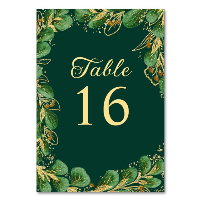 Numéro De Table Bijoux ton émeraude vert et Mariage or (Par défaut)