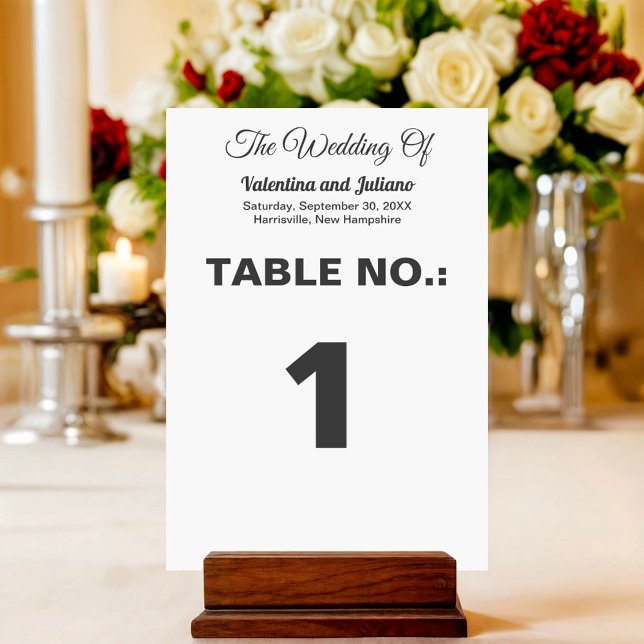 Numéro De Table Black and White Portrait Wedding Table Number (Typography style black and white portrait wedding table card as table number)