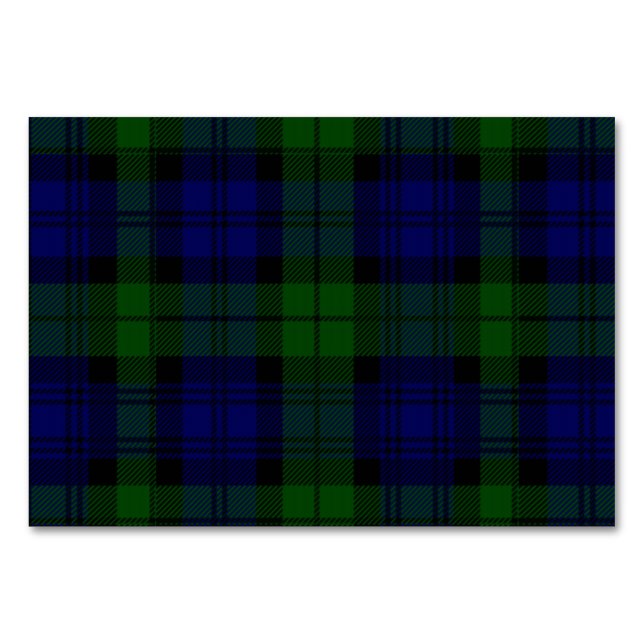 Numéro De Table Black Watch Tartan bleu vert Plaid (Devant)