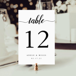 Numéro De Table Black & White Personalized Table Number Card