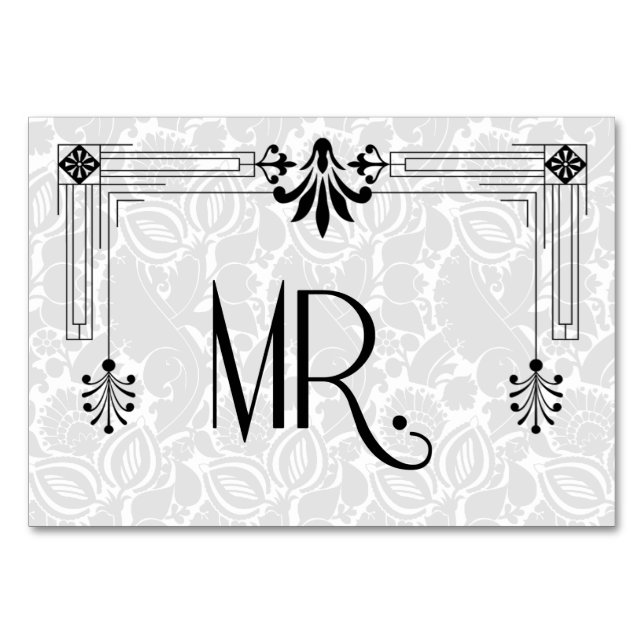 Numéro De Table Black White Roaring 20s Art Déco Mariage M. (Devant)