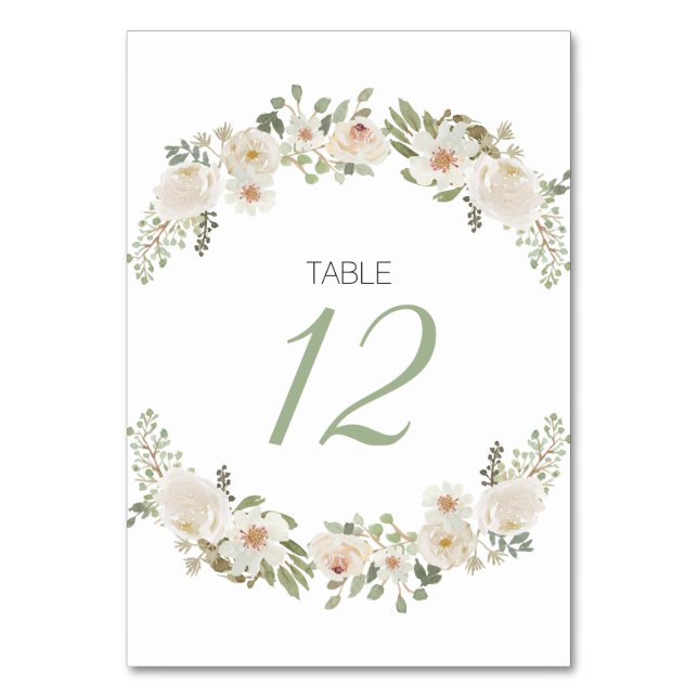 Numéro De Table Blanc Floral Élégant Mariage romantique Numéro de  (Par défaut)