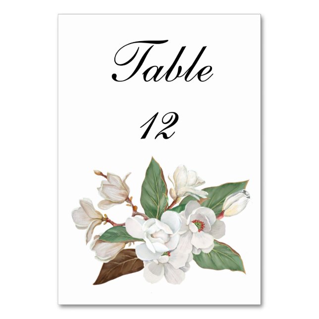 Numéro De Table Blanc Magnolia Floral Élégant Mariage Numéro de ta (Par défaut)