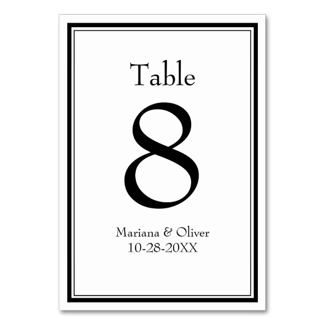 Numéro De Table Blanc noir minimaliste moderne (Par défaut)