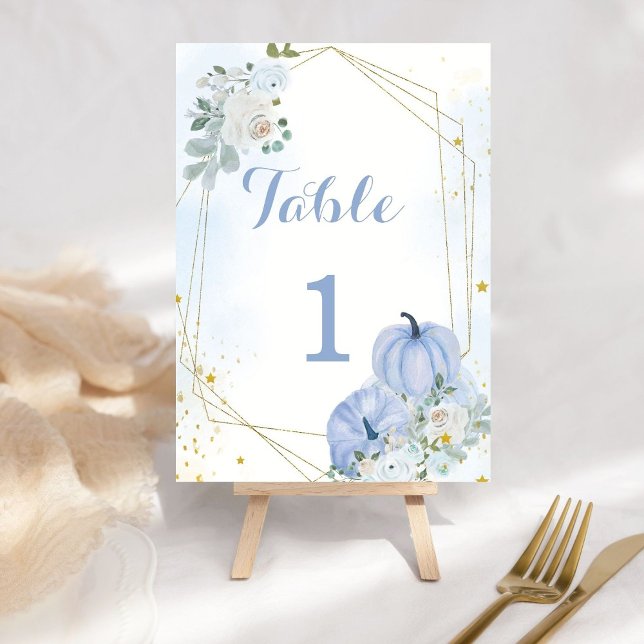 Numéro De Table Bleu Citrouille Boy Baby shower Party (Créateur téléchargé)