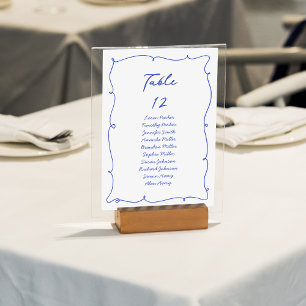 Numéro De Table Bleu clair Main dessinée et tableau de siège manus