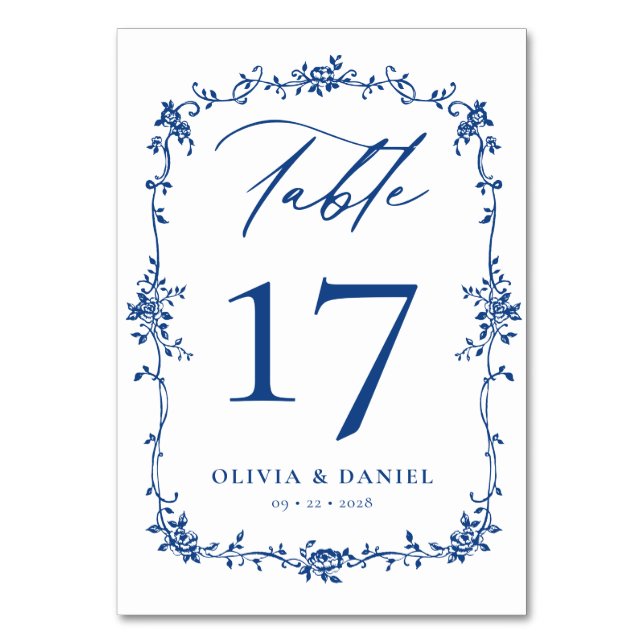 Numéro De Table Bleu de la marine française victorienne Mariage él (Par défaut)