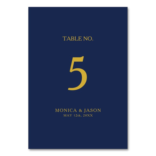 Numéro De Table Bleu de marine minimaliste classique | Numéro de t (Par défaut)
