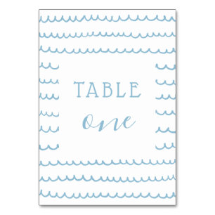 Numéro De Table Bleu des vagues de l'océan. Enfant Nautique, anniv