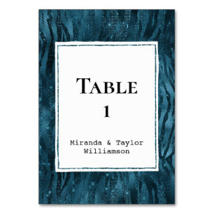 Numéro De Table Bleu étincelle Zèbre Imprimer