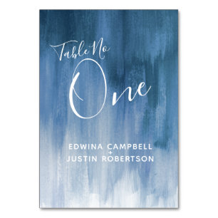 Numéro De Table Bleu gris abstrait tableau d'art moderne numéro un