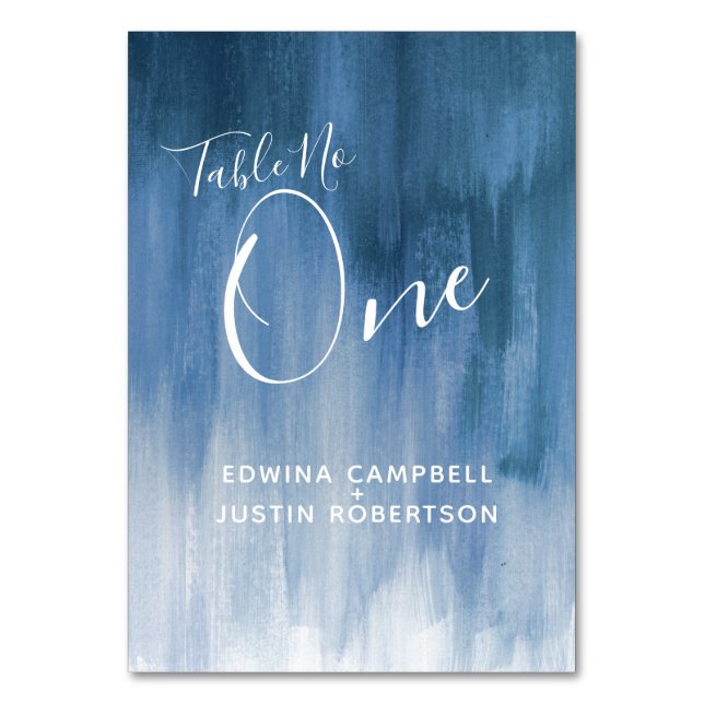 Numéro De Table Bleu gris abstrait tableau d'art moderne numéro un (Dos)