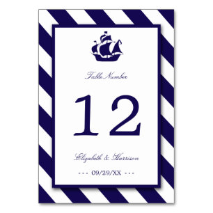 Numéro De Table Bleu Mariage de navire marine