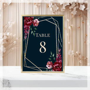 Numéro De Table Bleu Marine   Mariage Floral Bourgogne