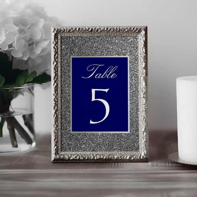 Numéro De Table Bleu Royal Argenté (Créateur téléchargé)