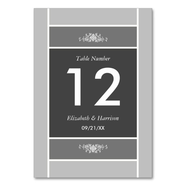 Numéro De Table Bloc Pastel moderne - Gris Siver - Mariage (Par défaut)
