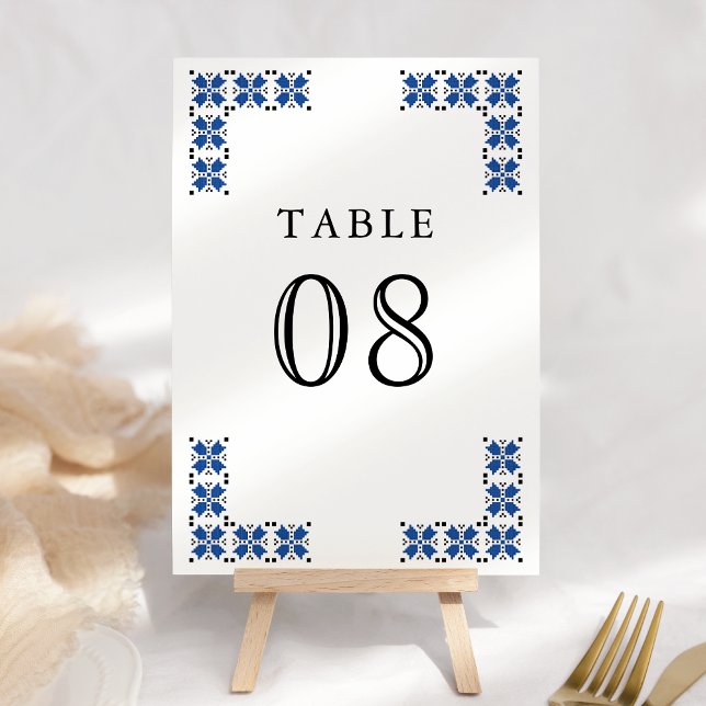 Numéro De Table Blue and Black Ukrainian Embroidery Wedding (Créateur téléchargé)