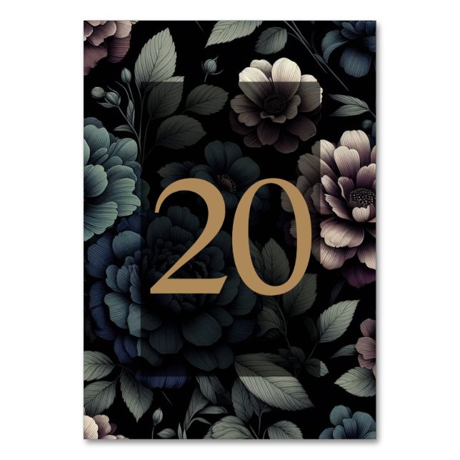 Numéro De Table Blue Moody Floral Table 20 (Par défaut)