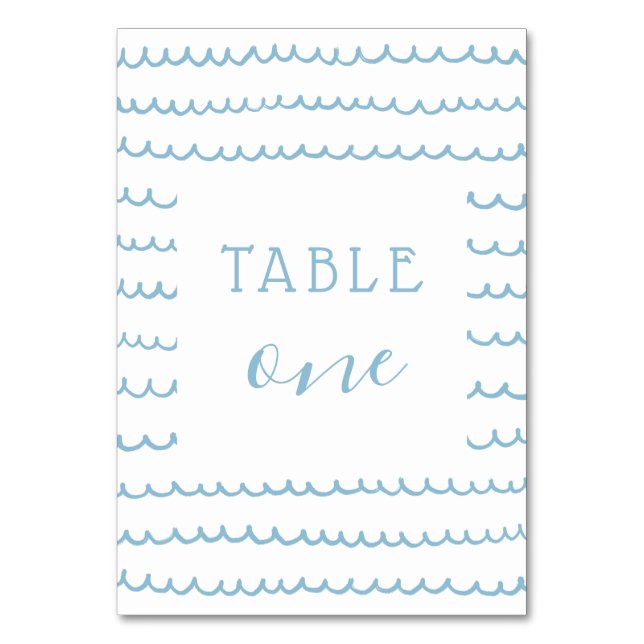 Numéro De Table Blue Ocean Waves Nautical Baby Boy or Kid Birthday (Dos)