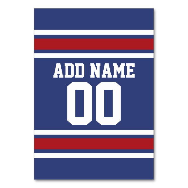 Numéro De Table Blue Red Football Jersey Nom personnalisé Numéro (Par défaut)
