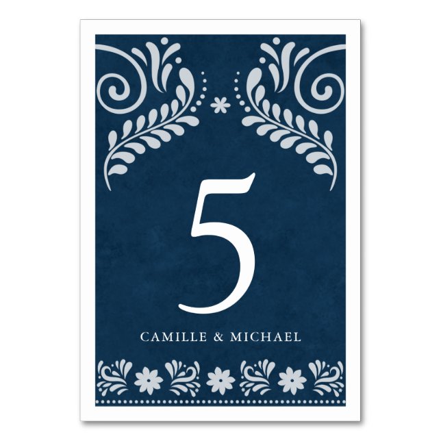 Numéro De Table Blue Terracotta Papel Picado Mariage mexicain (Par défaut)
